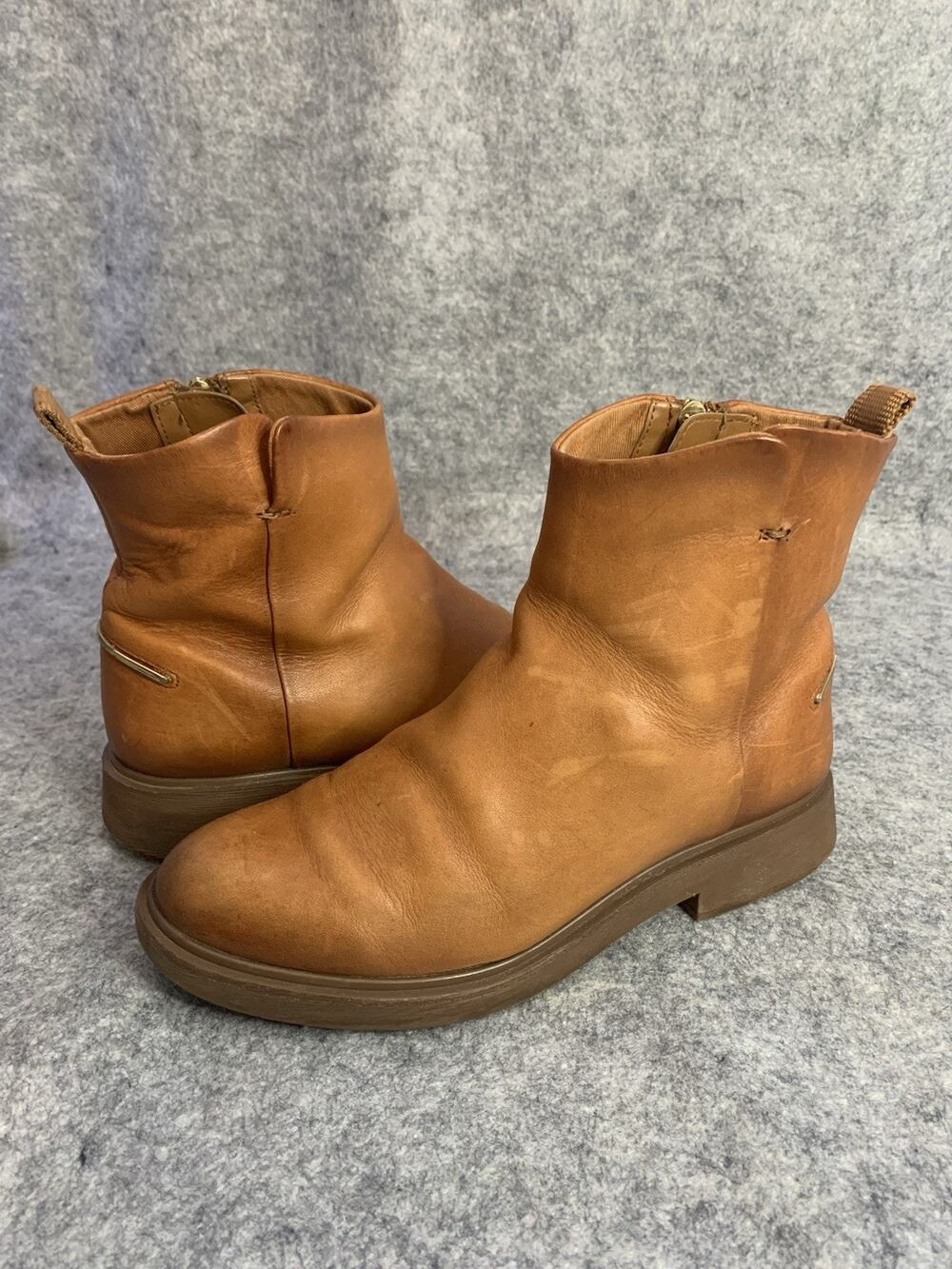 Franco Sarto Bealy Cognac Leather Ankle Boots Size 7.5 Edgy Boho Country Alt